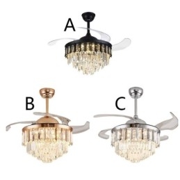 Ventilatore da soffitto retrattile con luce LED in cristallo