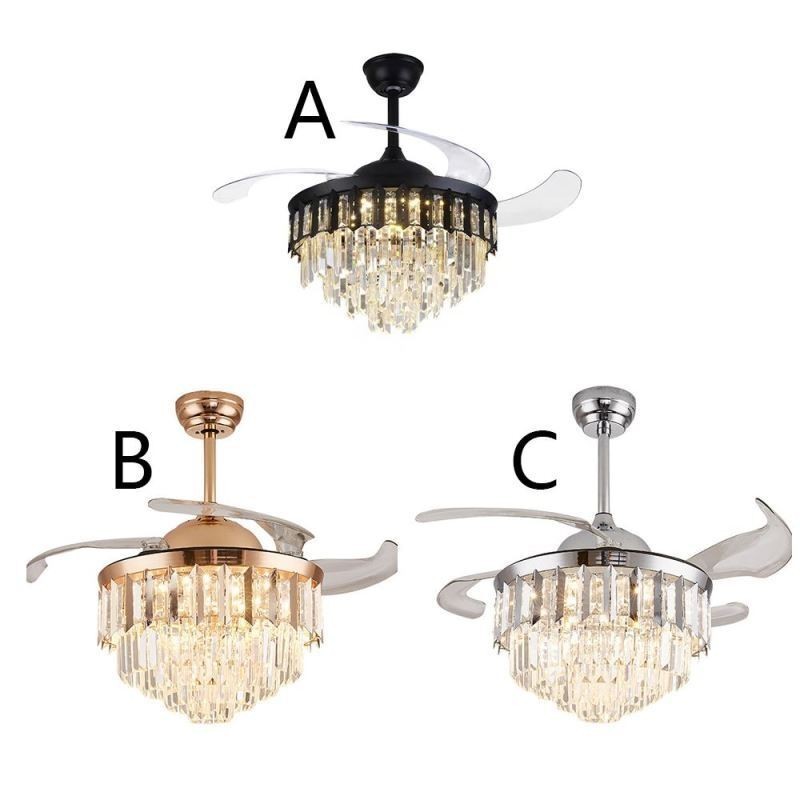 Ventilatore da soffitto retrattile con luce LED in cristallo