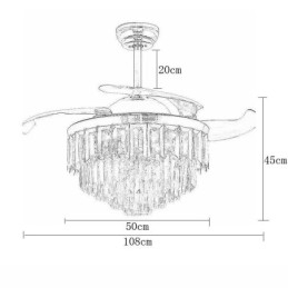 Ventilatore da soffitto retrattile con luce LED in cristallo