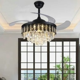 Ventilatore da soffitto retrattile con luce LED in cristallo