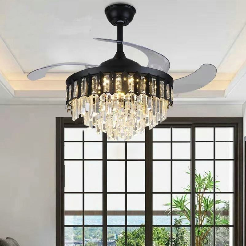 Ventilatore da soffitto retrattile con luce LED in cristallo