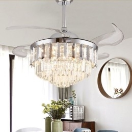 Ventilatore da soffitto retrattile con luce LED in cristallo