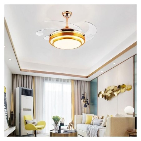 Ventilatore da soffitto moderno con luce LED, pale in ABS, illuminazione acrilica