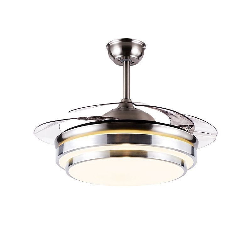 Ventilatore da soffitto moderno con luce LED, pale in ABS, illuminazione acrilica
