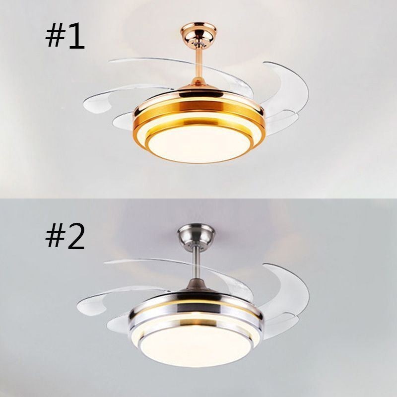 Ventilatore da soffitto moderno con luce LED, pale in ABS, illuminazione acrilica