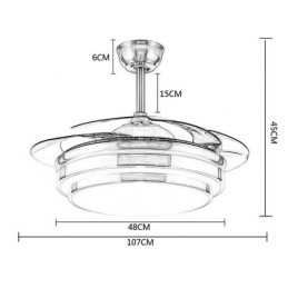 Ventilatore da soffitto moderno con luce LED, pale in ABS, illuminazione acrilica