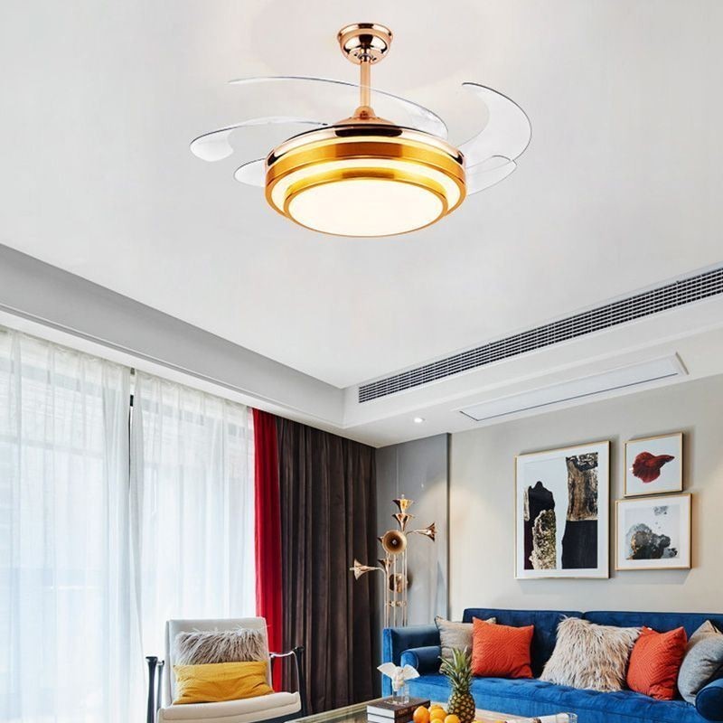 Ventilatore da soffitto moderno con luce LED, pale in ABS, illuminazione acrilica