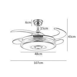 Ventilatore da soffitto moderno con luce LED e telecomando