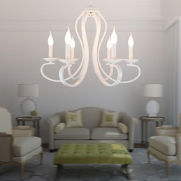 Lampadario retrò tradizionale moderno country in metallo bianco 52 cm