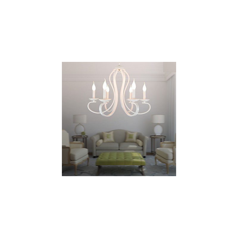 Lampadario retrò tradizionale moderno country in metallo bianco 52 cm