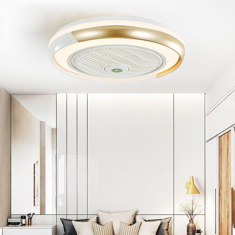 Lampada da soffitto LED con ventilatore rotonda in acrilico 64 W con telecomando 50 x 20 cm