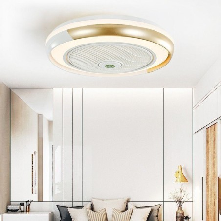 Lampada da soffitto LED con ventilatore rotonda in acrilico 64 W con telecomando 50 x 20 cm