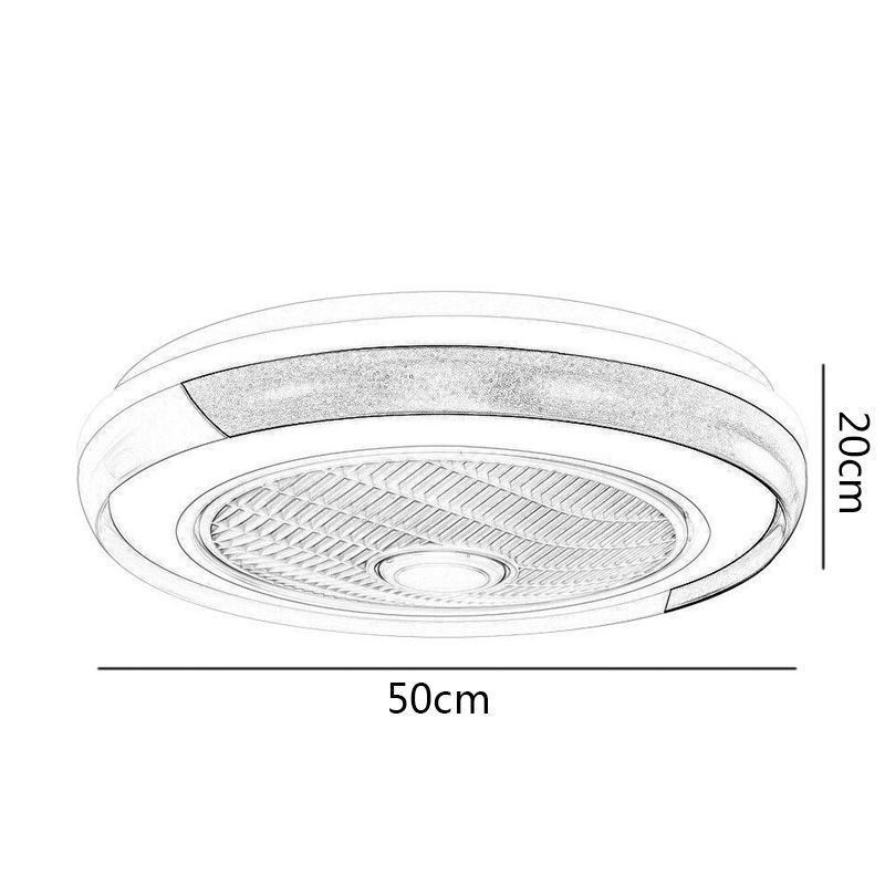 Lampada da soffitto LED con ventilatore rotonda in acrilico 64 W con telecomando 50 x 20 cm