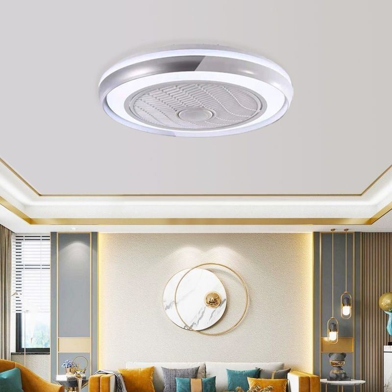 Lampada da soffitto LED con ventilatore rotonda in acrilico 64 W con telecomando 50 x 20 cm