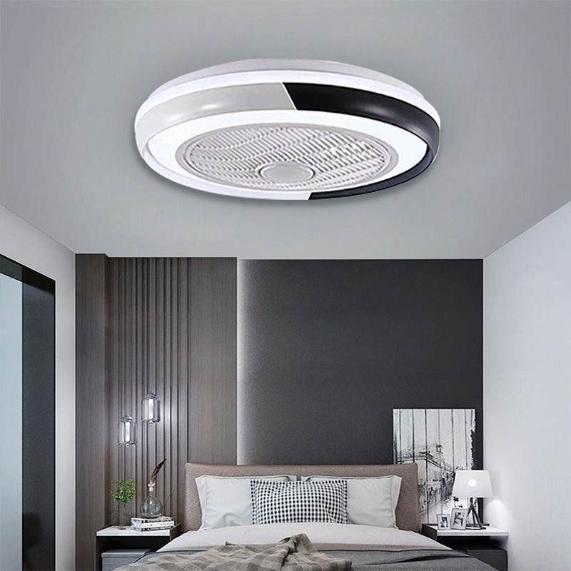 Lampada da soffitto LED con ventilatore rotonda in acrilico 64 W con telecomando 50 x 20 cm