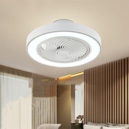 Lampada da soffitto LED con ventilatore e telecomando, rotonda in acrilico, 40 W, 50 × 22 cm