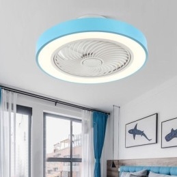 Lampada da soffitto LED con ventilatore e telecomando, rotonda in acrilico, 40 W, 50 × 22 cm