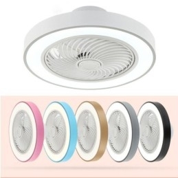 Lampada da soffitto LED con ventilatore e telecomando, rotonda in acrilico, 40 W, 50 × 22 cm