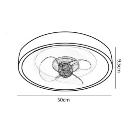 Ventilatore da soffitto LED moderno con luce, telecomando, 50 x 9,5 cm