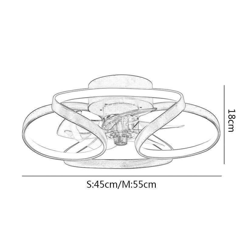 Ventilatore da soffitto con luce LED moderno, telecomando, 45×18 cm