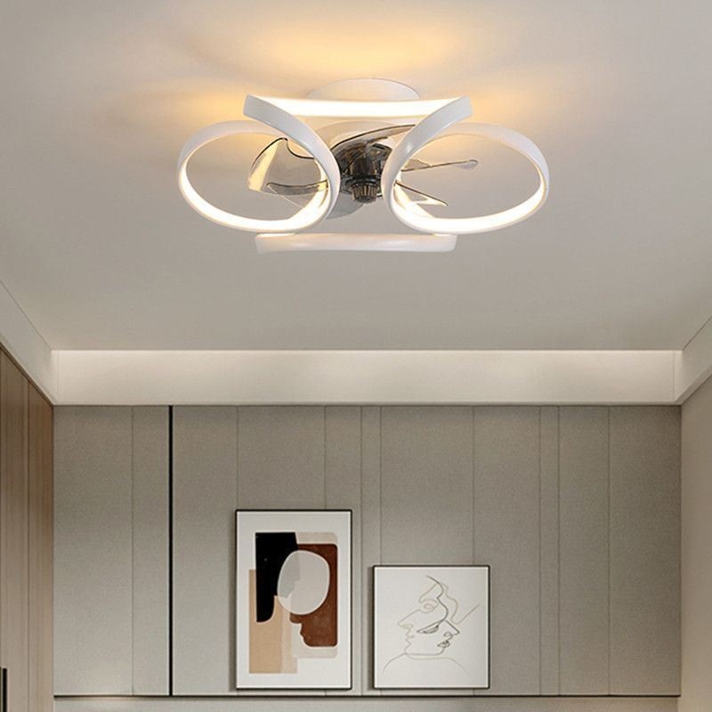 Ventilatore da soffitto con luce LED moderno, telecomando, 45×18 cm