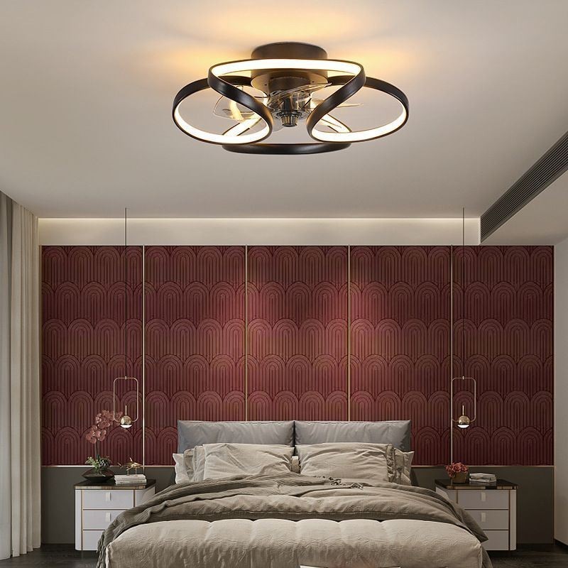 Ventilatore da soffitto con luce LED moderno, telecomando, 45×18 cm