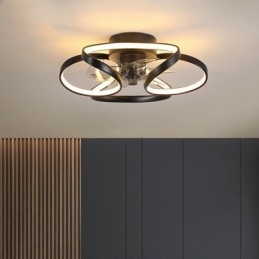 Ventilatore da soffitto con luce LED moderno, telecomando, 45×18 cm