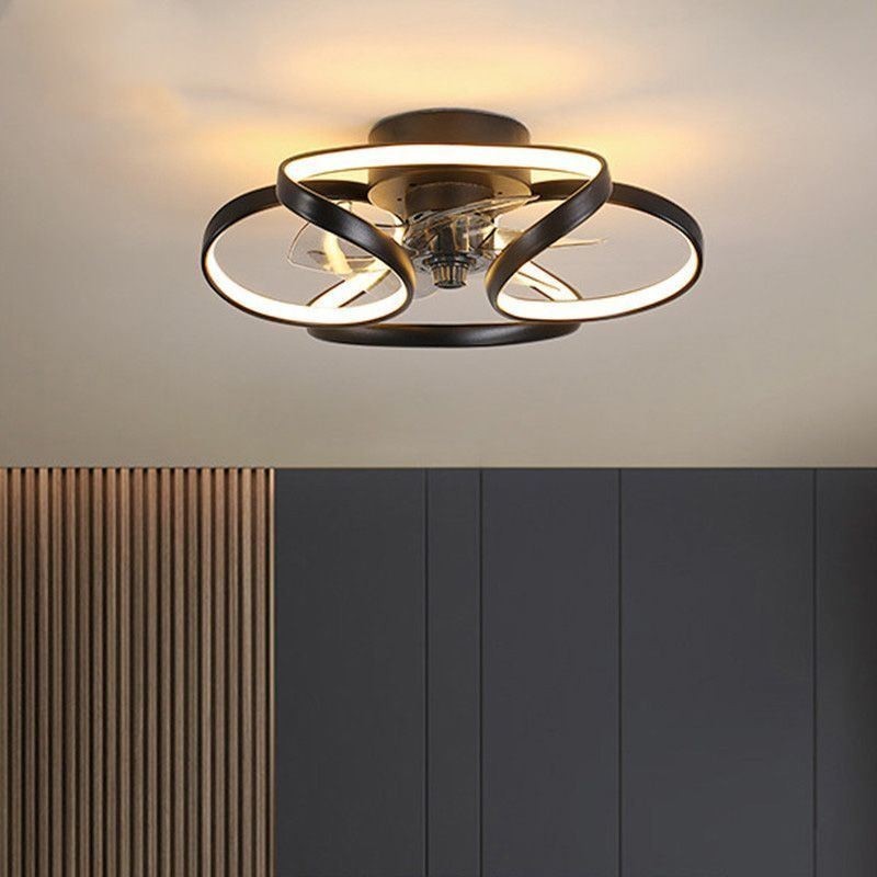 Ventilatore da soffitto con luce LED moderno, telecomando, 45×18 cm