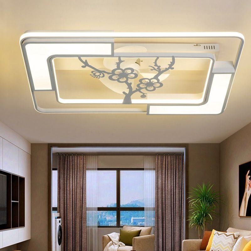 Ventilatore da soffitto LED rettangolare moderno 148 W con telecomando
