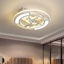Ventilatore da soffitto LED moderno con luce, telecomando, 3 velocità, 59 x 59 x 17 cm