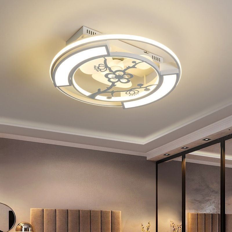 Ventilatore da soffitto LED moderno con luce, telecomando, 3 velocità, 59 x 59 x 17 cm