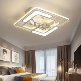 Ventilatore da soffitto LED moderno con luce, telecomando, 3 velocità, 59 x 59 x 17 cm
