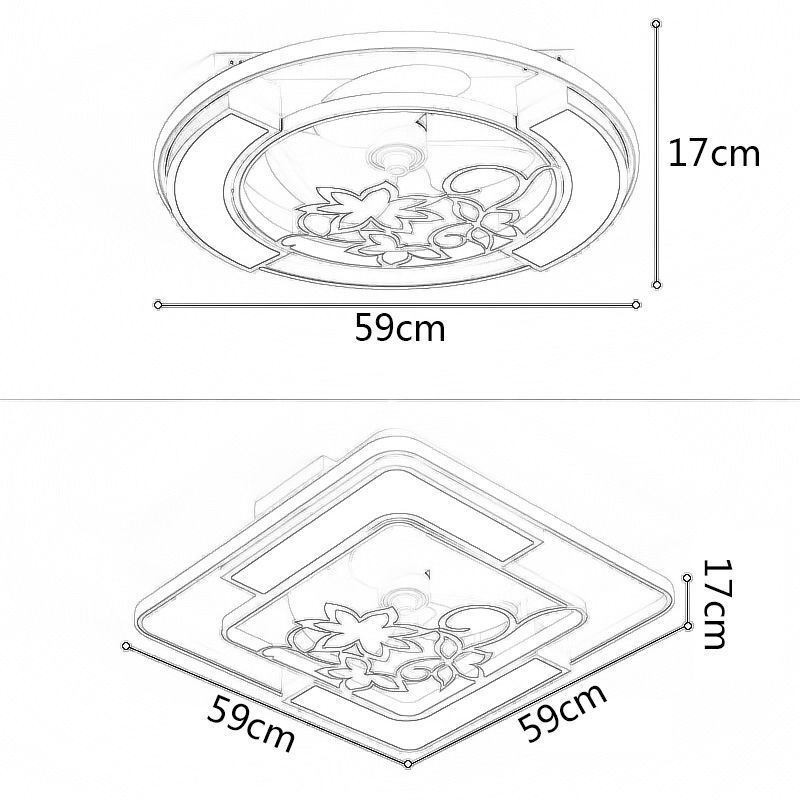 Ventilatore da soffitto LED moderno con luce, telecomando, 3 velocità, 59 x 59 x 17 cm