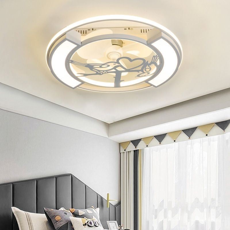 Ventilatore da soffitto LED moderno con luce, telecomando, 3 velocità, 59 x 59 x 17 cm