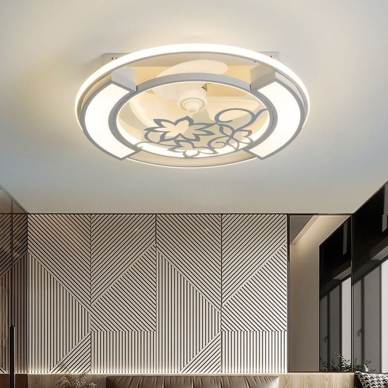 Ventilatore da soffitto LED moderno con luce, telecomando, 3 velocità, 59 x 59 x 17 cm