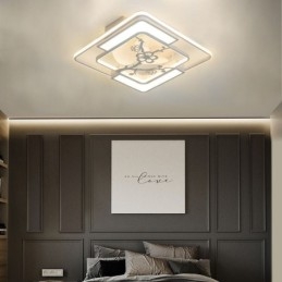 Ventilatore da soffitto LED moderno con luce, telecomando, 3 velocità, 59 x 59 x 17 cm