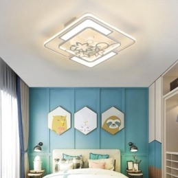Ventilatore da soffitto LED moderno con luce, telecomando, 3 velocità, 59 x 59 x 17 cm