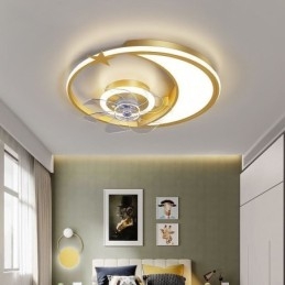 Plafoniera LED con ventilatore Moon 50 x 12 cm, 3 velocità, telecomando