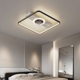 Plafoniera LED con ventilatore moderno, telecomando, luce dimmerabile tricolore 52 x 11,5 cm