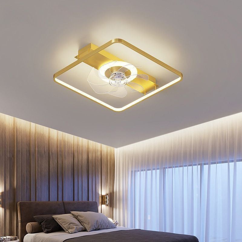 Plafoniera LED con ventilatore moderno, telecomando, luce dimmerabile tricolore 52 x 11,5 cm