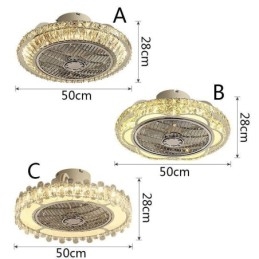 Plafoniera LED rotonda oro con ventilatore da soffitto in cristallo 50x28 cm