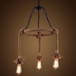 Lampadario in canapa stile country americano