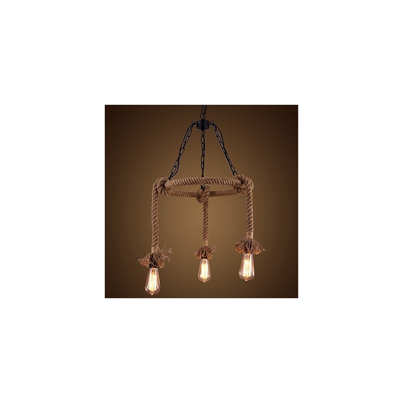 Lampadario in canapa stile country americano