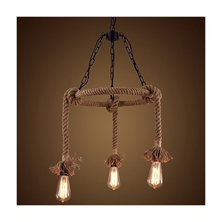 Lampadario in canapa stile country americano