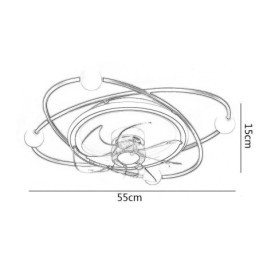 Ventilatore da soffitto LED moderno con luce per sala da pranzo 55×15 cm