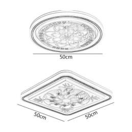 Ventilatore da soffitto LED intelligente dimmerabile a 3 colori con telecomando 72W