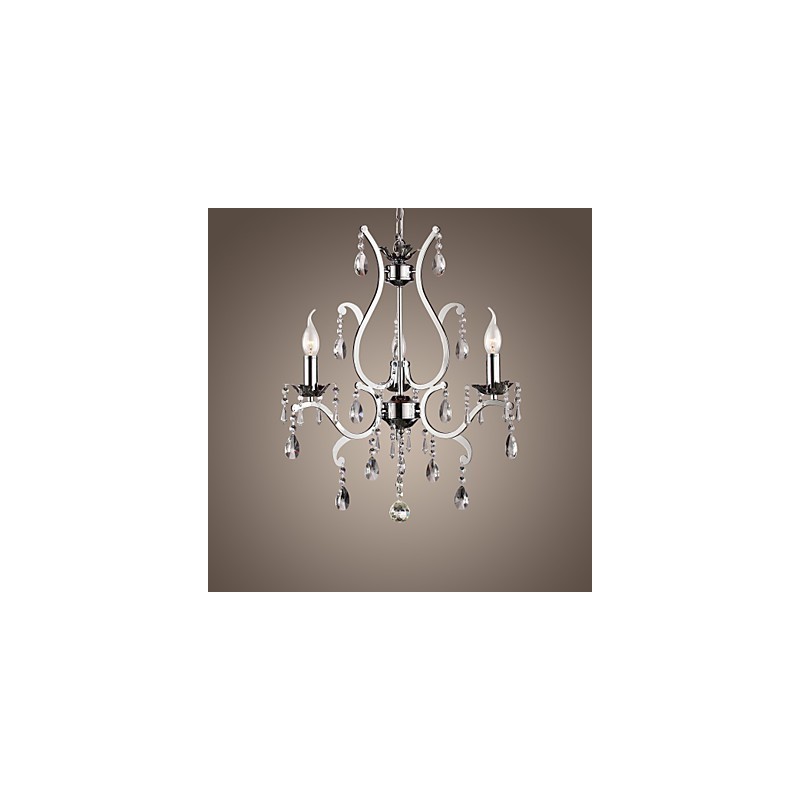Lampadario classico in cristallo a 3 luci in metallo cromato