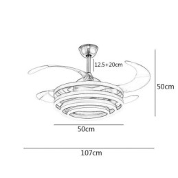 Lampadario ventilatore LED inverter creativo 72W 107x50 cm