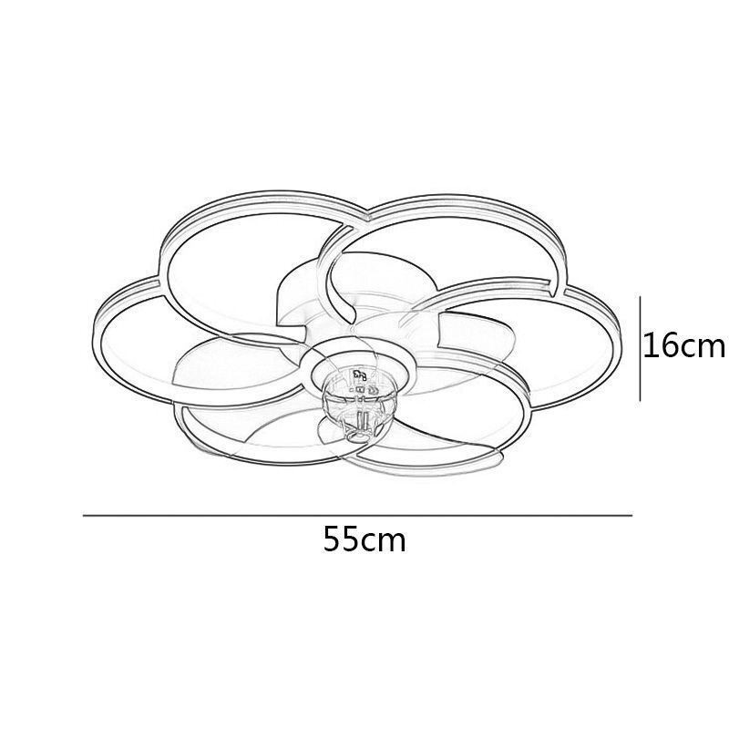 Ventilatore da soffitto LED con luce, dimmerazione tricolore, telecomando, 55 x 16 cm