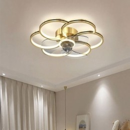 Ventilatore da soffitto LED con luce, dimmerazione tricolore, telecomando, 55 x 16 cm